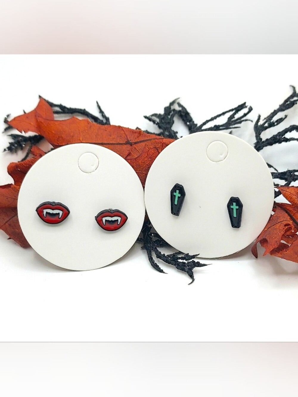 Mini Halloween Earrings Set of 2 Vampire & Coffin NWT, Offers Welcomed!🧡